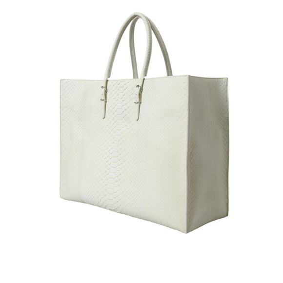 Balenciaga Balenciaga Chic Python Leather Tote in White & Yellow/White - Picture 1 of 6